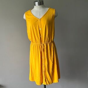 INC Bright yellow summer dress medium cotton elastic waist